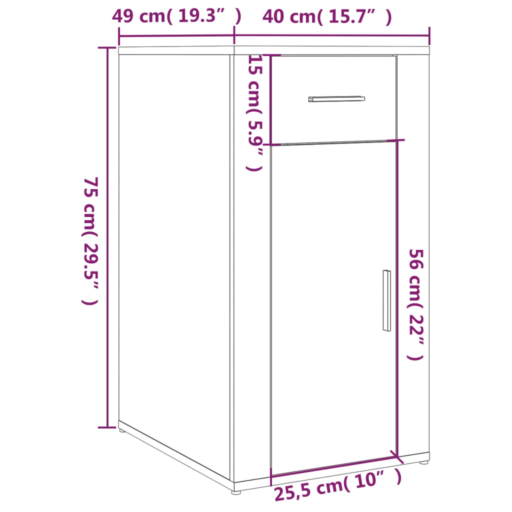Büroschrank Betongrau 40x49x75 cm Holzwerkstoff