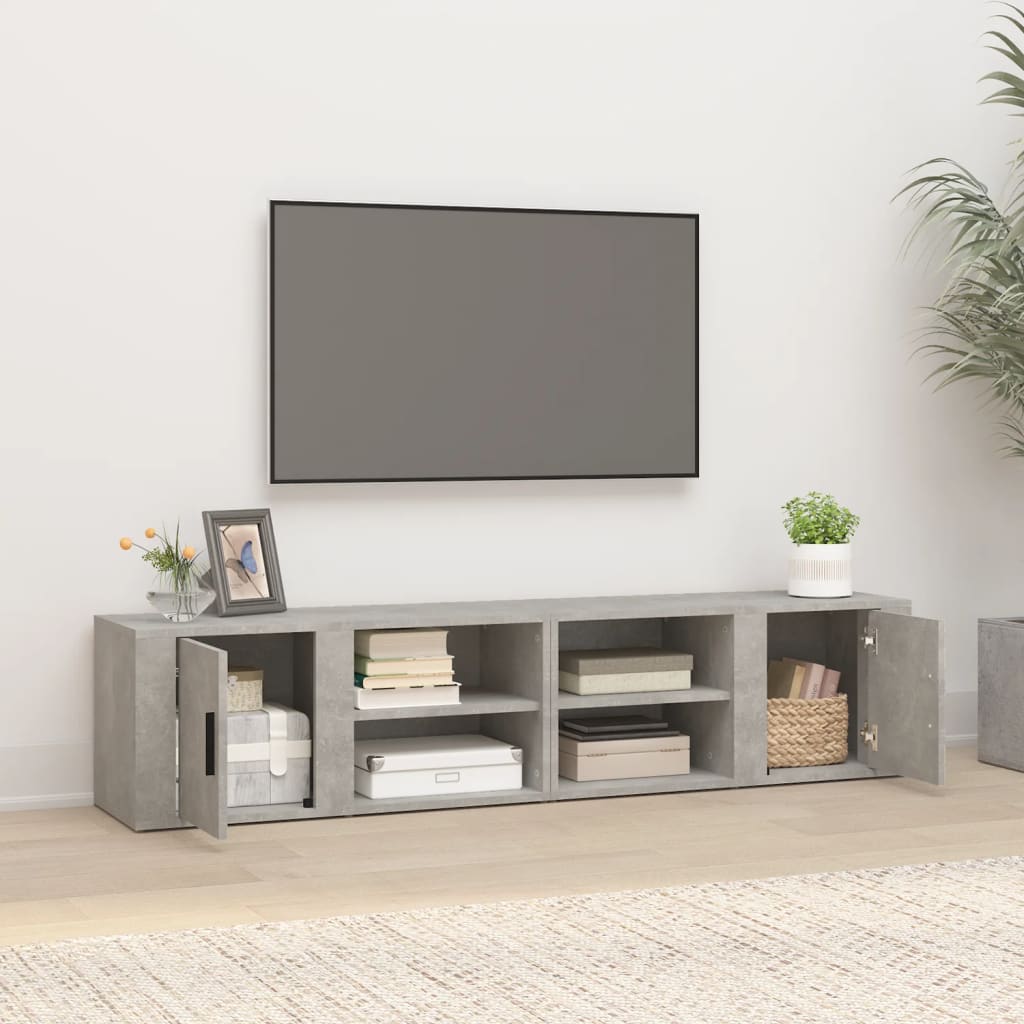 Meubles TV 2 pièces. Matériau bois gris béton 80x31,5x36 cm.