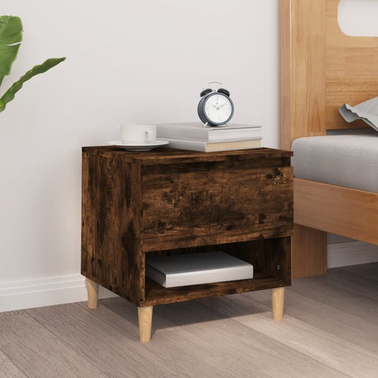 Bedside table smoked oak 50x46x50 cm wood material