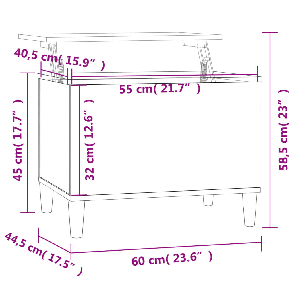 Table basse gris béton 60x44,5x45 cm en bois