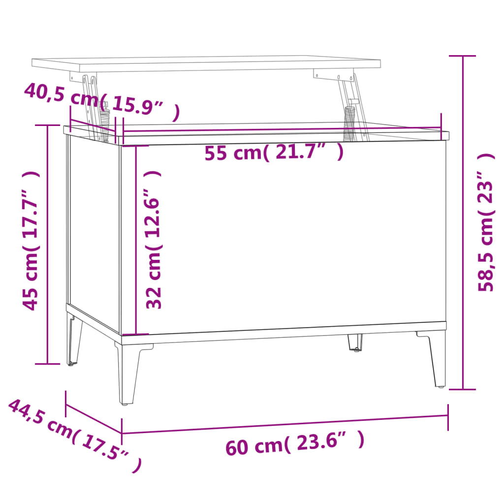 Table basse gris béton 60x44,5x45 cm en bois