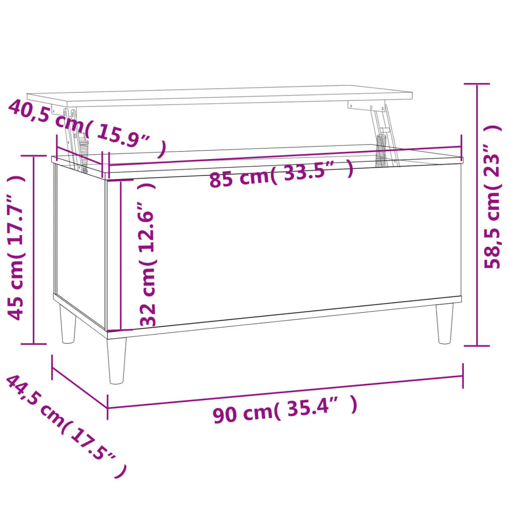 Table basse chêne Sonoma 90x44,5x45 cm en bois