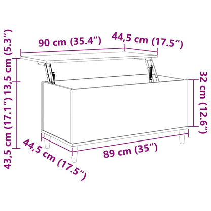 Couchtisch Räuchereiche 90x44,5x45 cm Holzwerkstoff