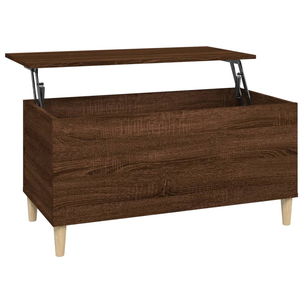 Table basse aspect chêne marron 90x44,5x45 cm en bois