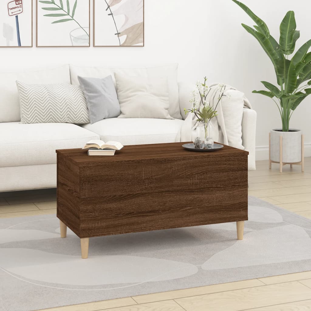 Table basse aspect chêne marron 90x44,5x45 cm en bois