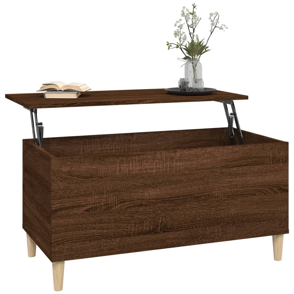 Table basse aspect chêne marron 90x44,5x45 cm en bois
