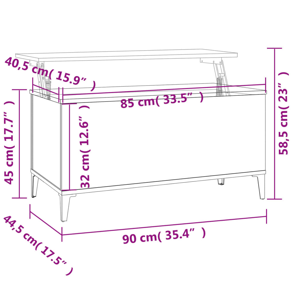 Table basse chêne Sonoma 90x44,5x45 cm en bois