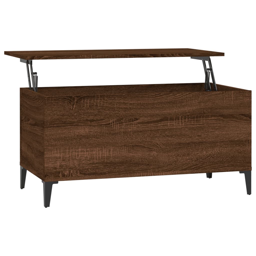 Table basse aspect chêne marron 90x44,5x45 cm en bois