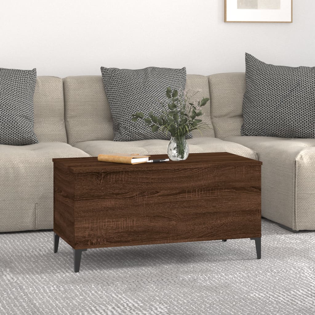 Table basse aspect chêne marron 90x44,5x45 cm en bois