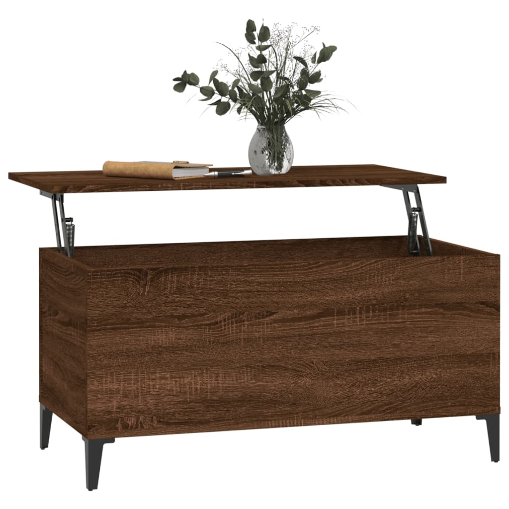 Table basse aspect chêne marron 90x44,5x45 cm en bois