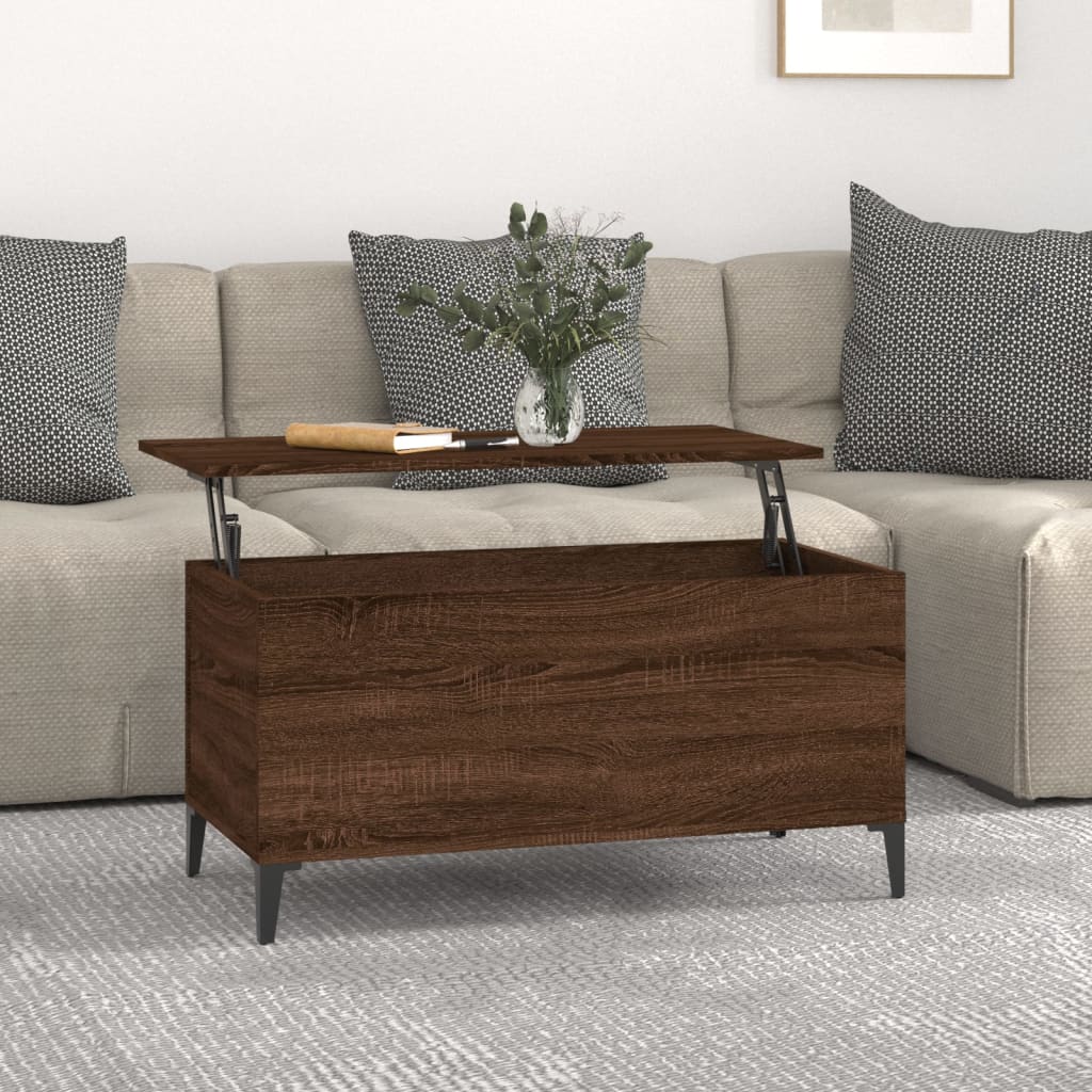Table basse aspect chêne marron 90x44,5x45 cm en bois
