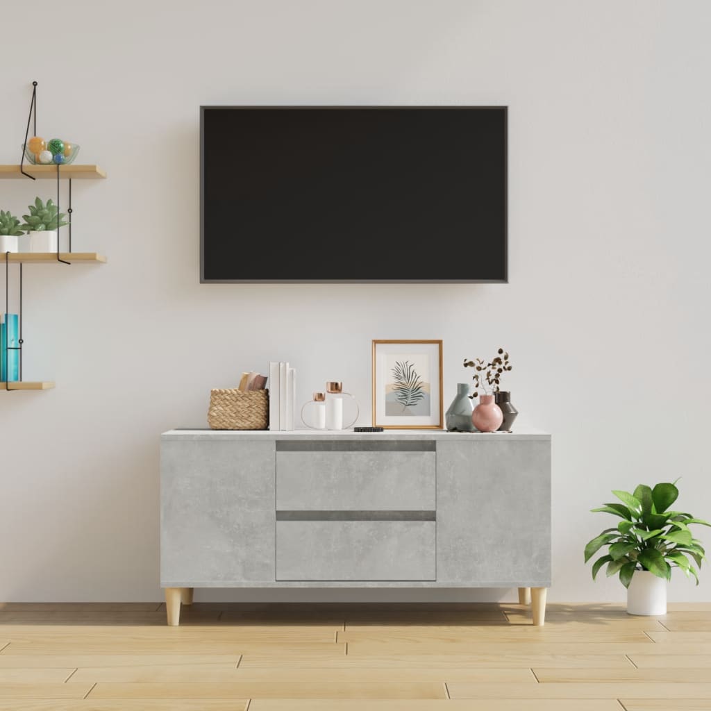 Meuble TV gris béton 102x44,5x50 cm en bois