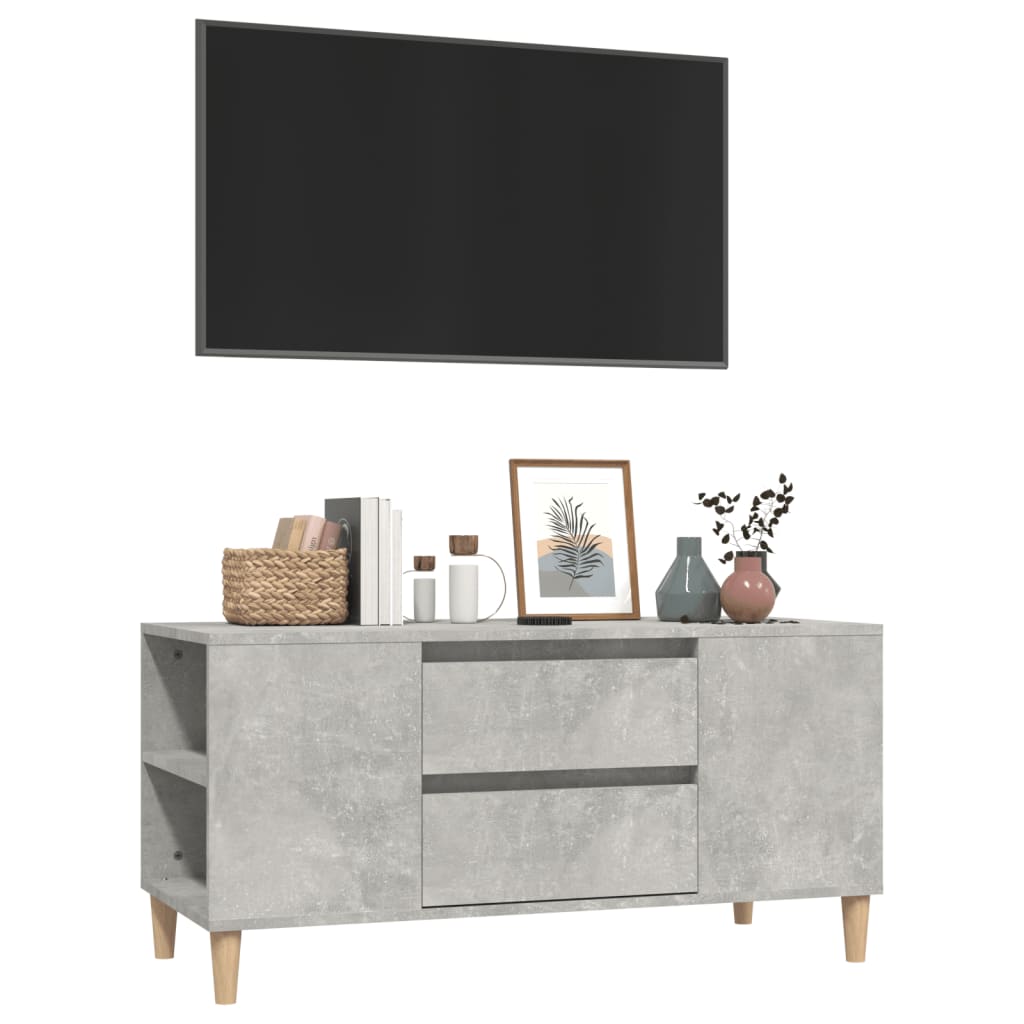 Meuble TV gris béton 102x44,5x50 cm en bois