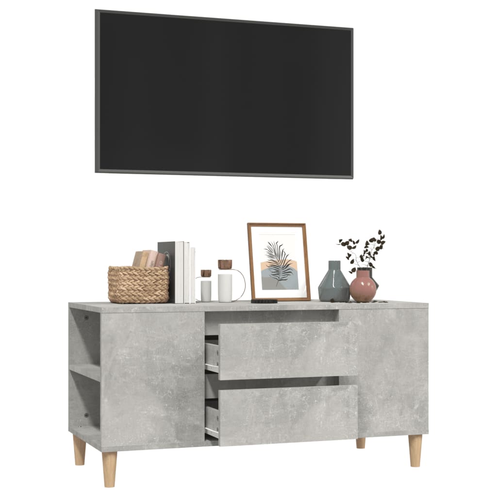 Meuble TV gris béton 102x44,5x50 cm en bois