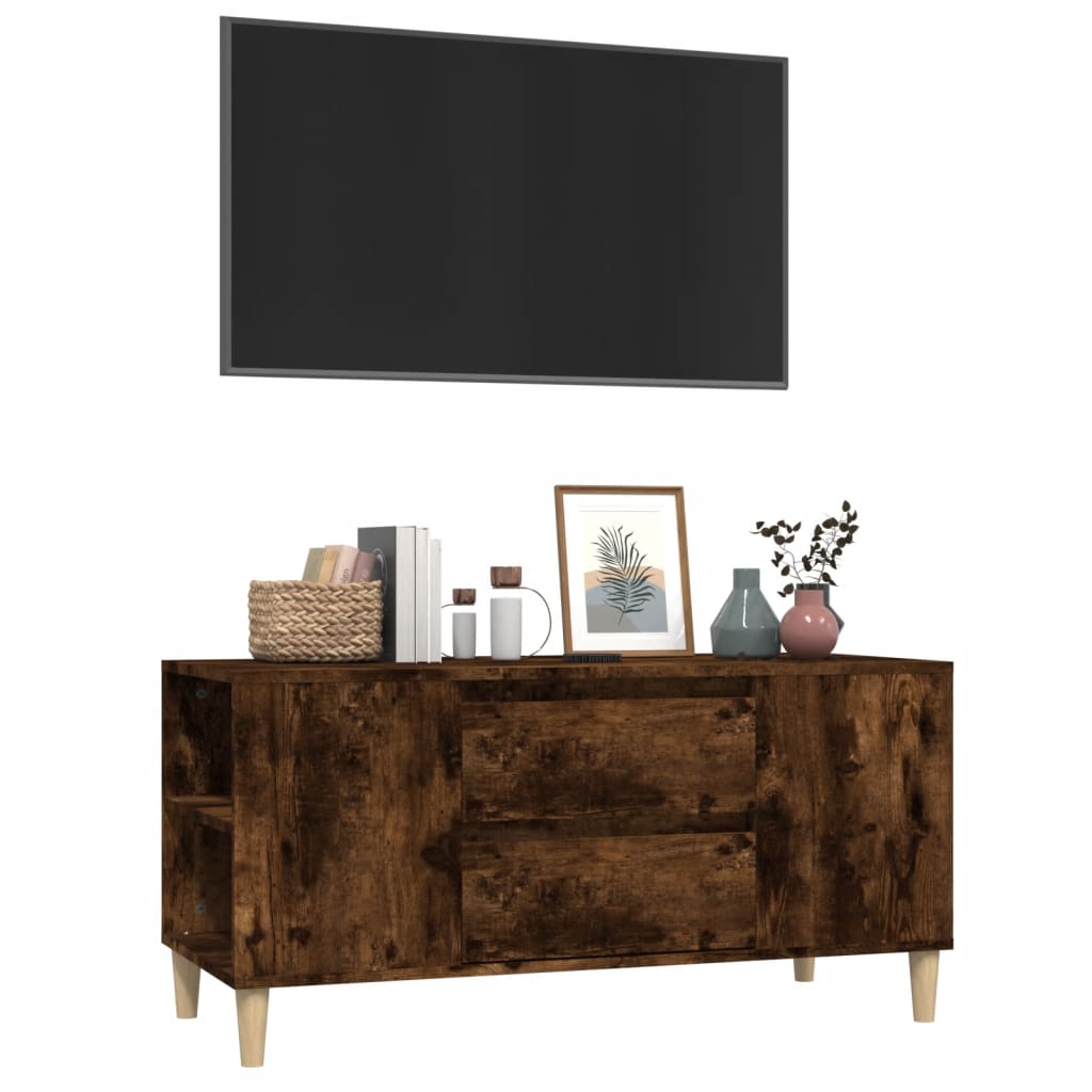 Meuble TV chêne fumé 102x44,5x50 cm matériau bois