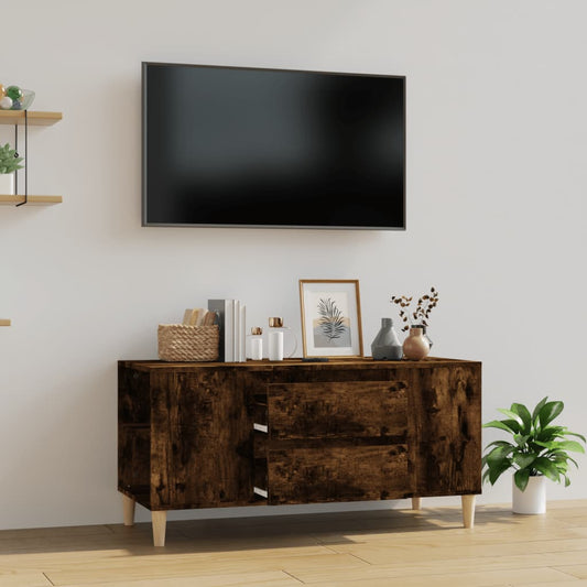Meuble TV chêne fumé 102x44,5x50 cm matériau bois