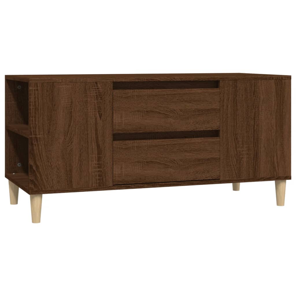 Meuble TV aspect chêne marron 102x44,5x50 cm matériau bois