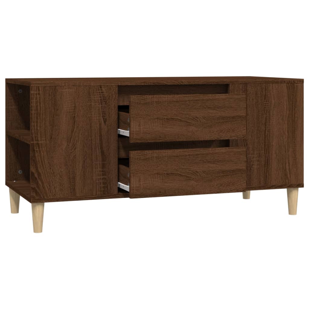 Meuble TV aspect chêne marron 102x44,5x50 cm matériau bois