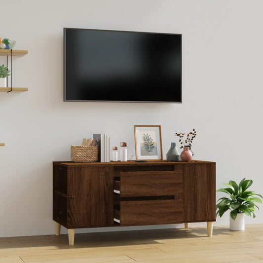 Meuble TV aspect chêne marron 102x44,5x50 cm matériau bois