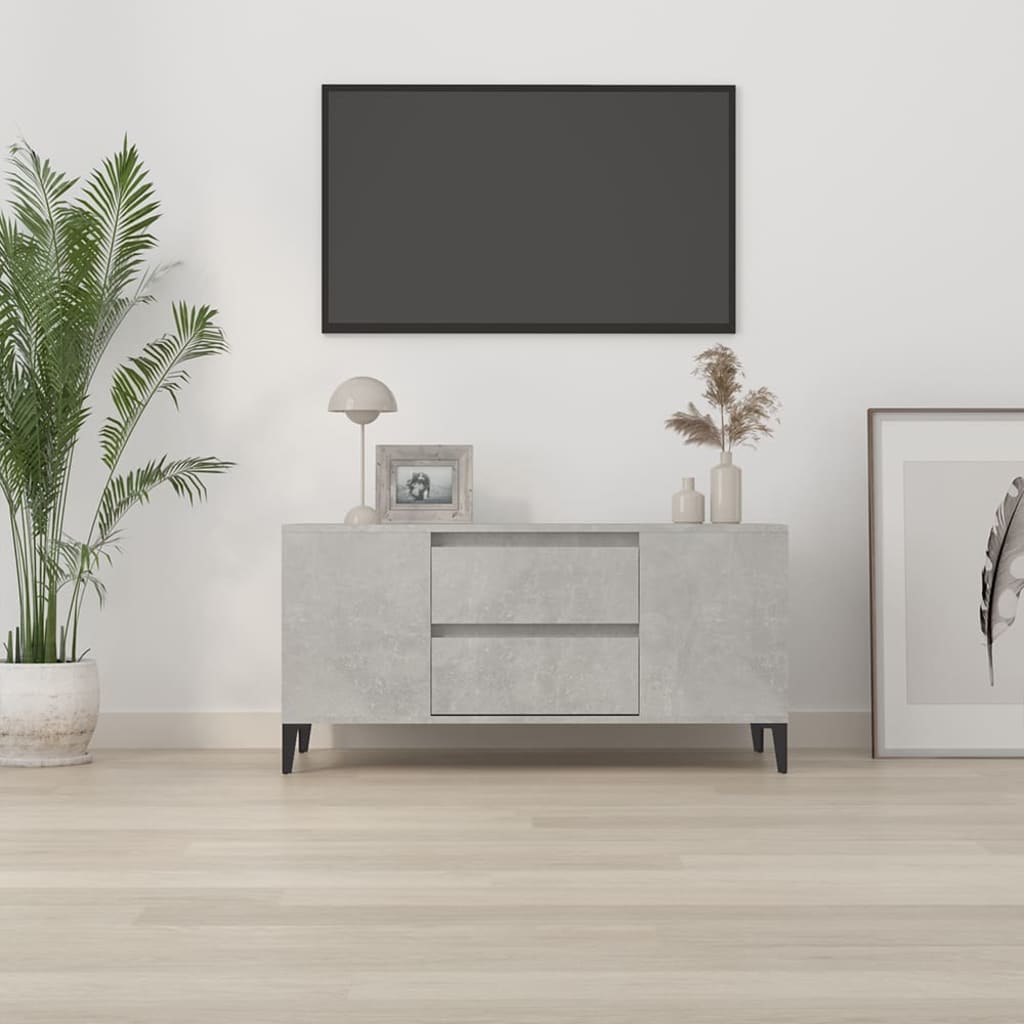 Meuble TV gris béton 102x44,5x50 cm en bois