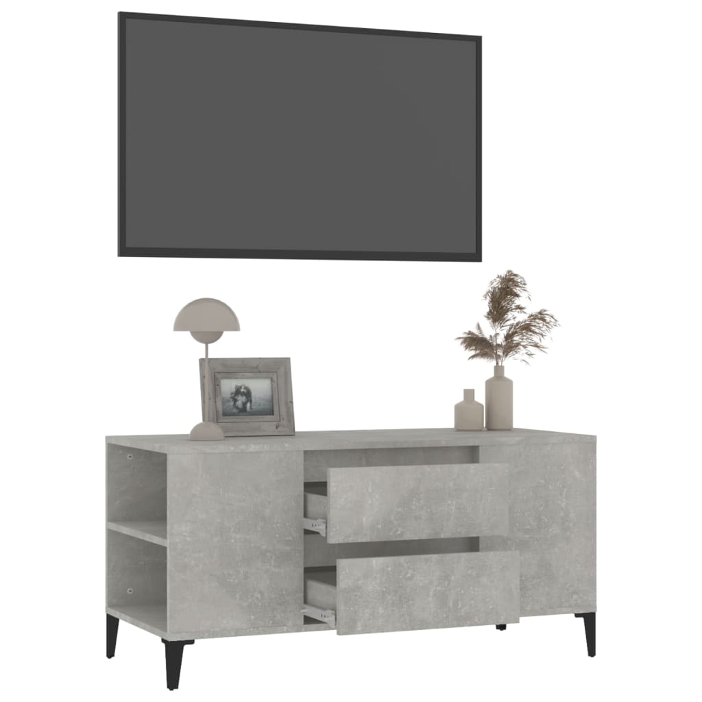 Meuble TV gris béton 102x44,5x50 cm en bois