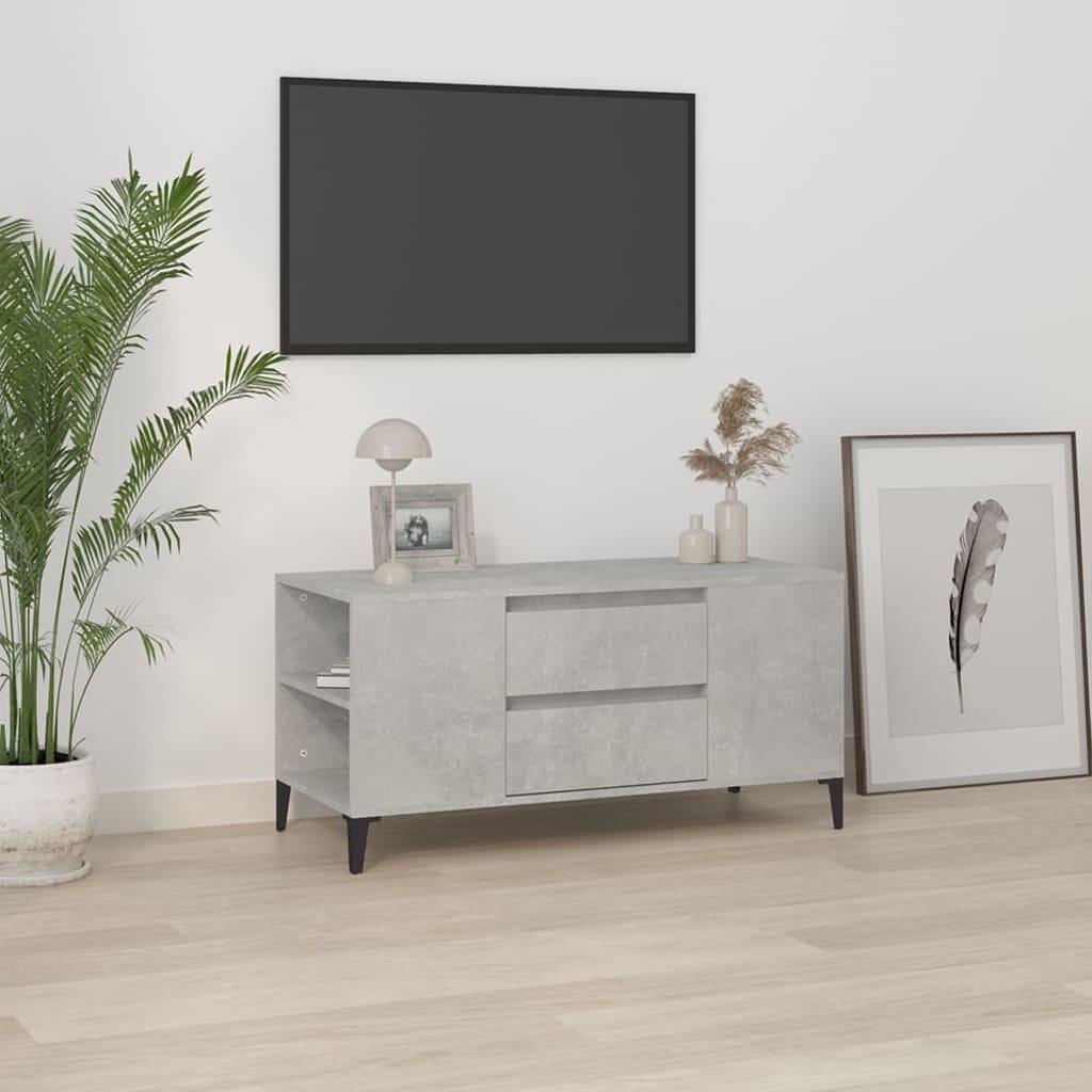 Meuble TV gris béton 102x44,5x50 cm en bois