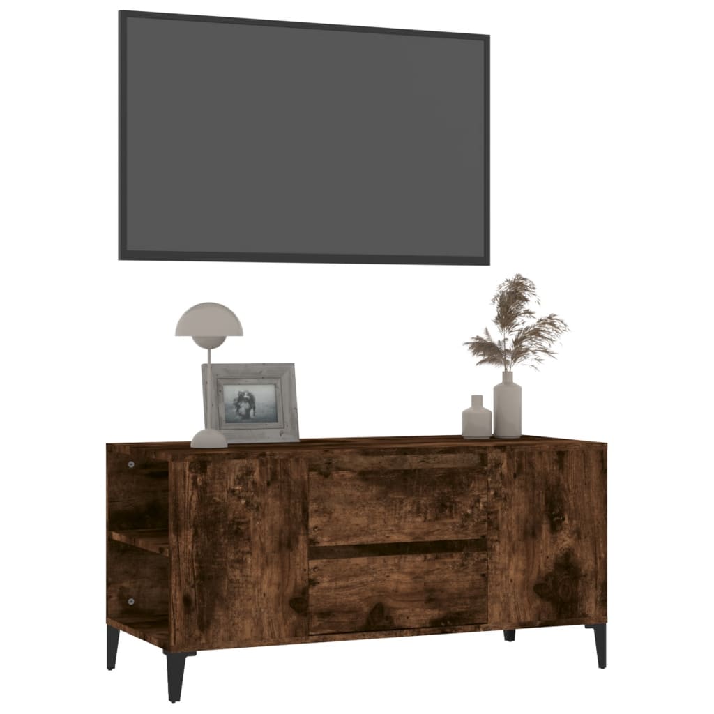 Meuble TV chêne fumé 102x44,5x50 cm matériau bois