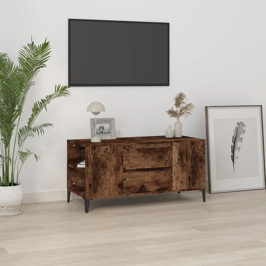 Meuble TV chêne fumé 102x44,5x50 cm matériau bois