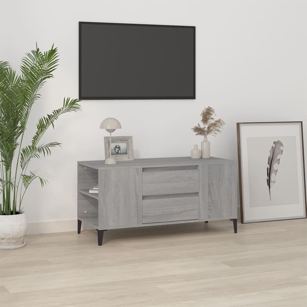 Meuble TV gris Sonoma 102x44,5x50 cm en bois