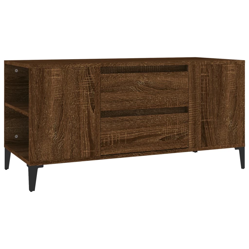 Meuble TV aspect chêne marron 102x44,5x50 cm matériau bois