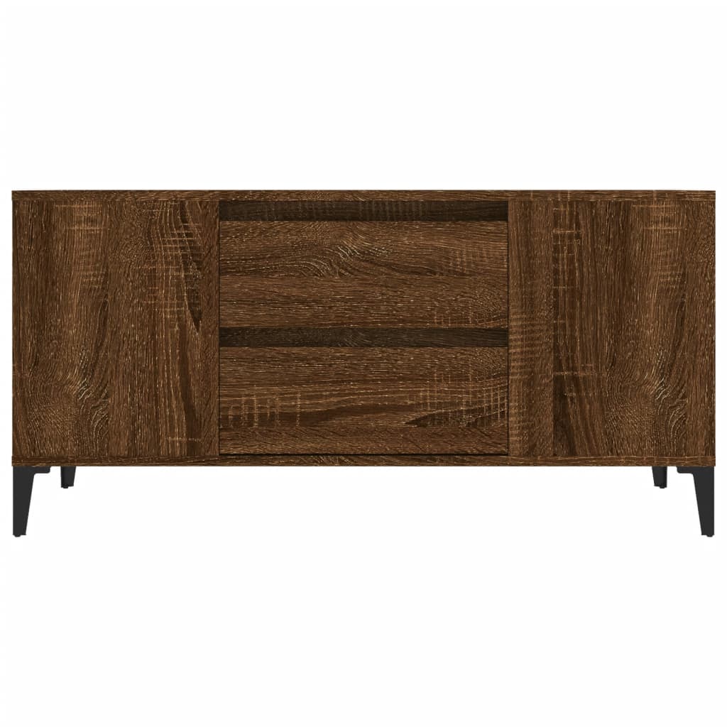 Meuble TV aspect chêne marron 102x44,5x50 cm matériau bois