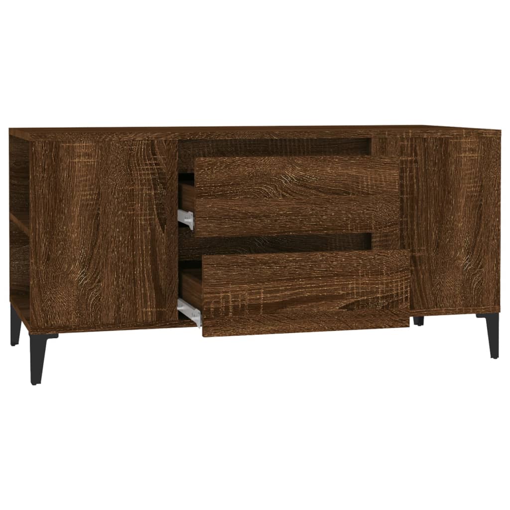 Meuble TV aspect chêne marron 102x44,5x50 cm matériau bois