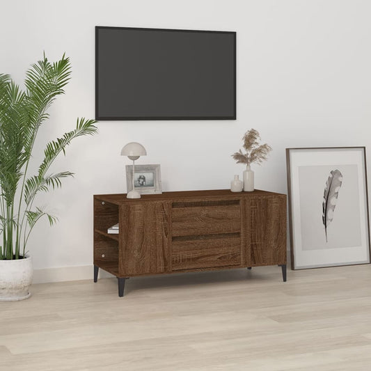 Meuble TV aspect chêne marron 102x44,5x50 cm matériau bois