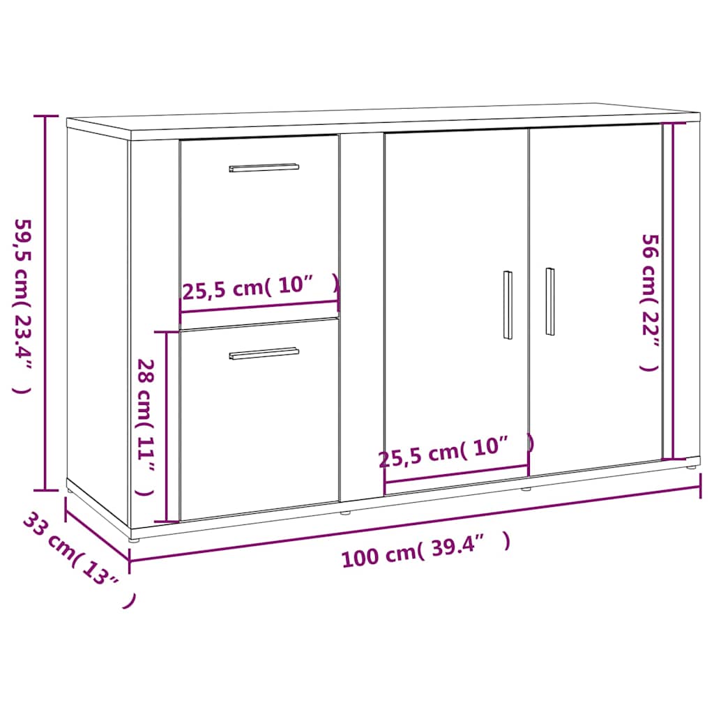 Sideboard Räuchereiche 100x33x59,5 cm Holzwerkstoff