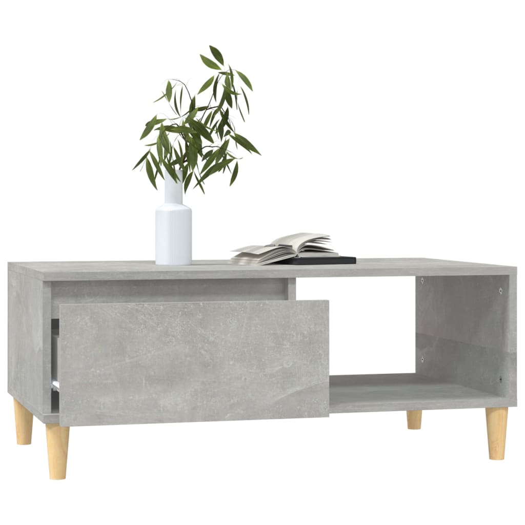 Table basse gris béton 90x50x36,5 cm en bois
