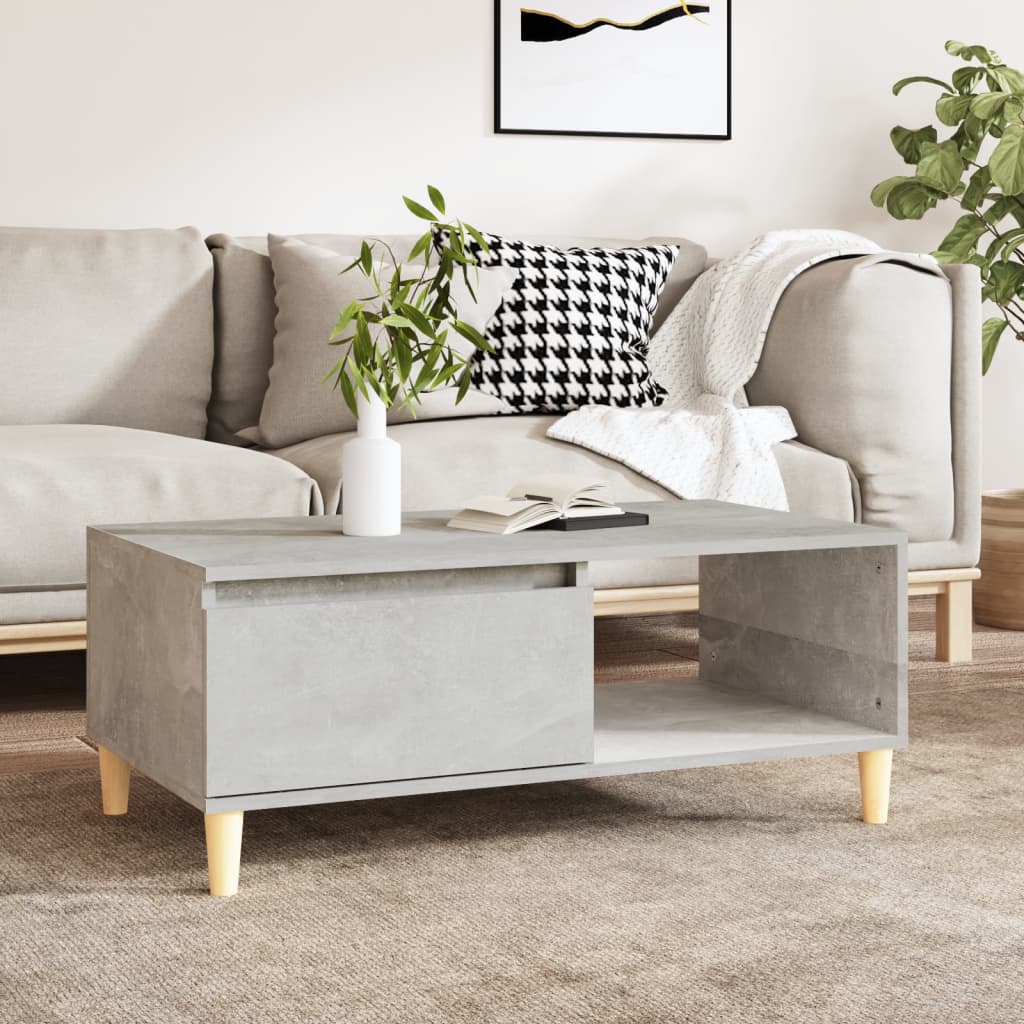 Table basse gris béton 90x50x36,5 cm en bois