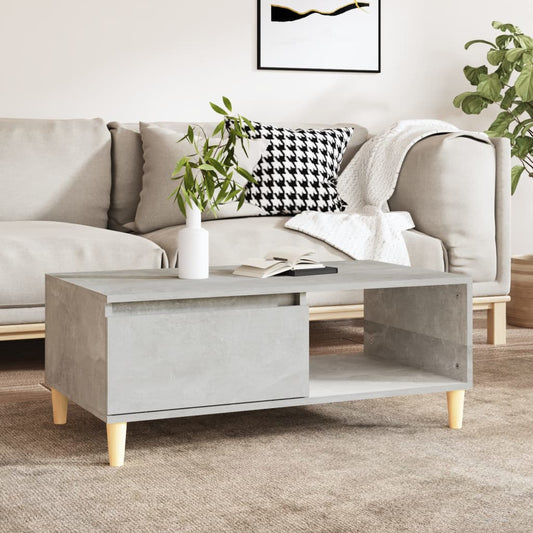 Table basse gris béton 90x50x36,5 cm en bois