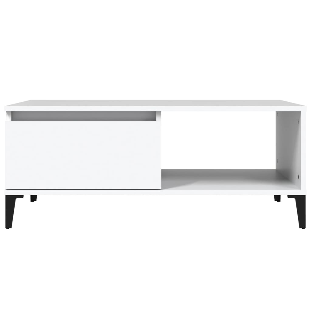 Table basse blanche 90x50x36,5 cm en bois