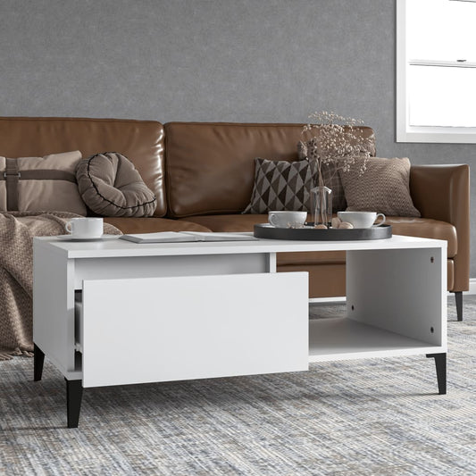 Table basse blanche 90x50x36,5 cm en bois
