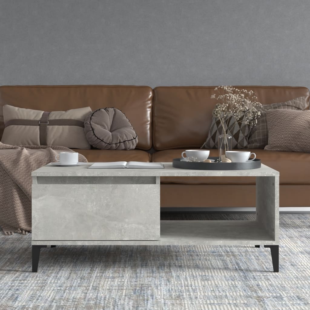 Table basse gris béton 90x50x36,5 cm en bois