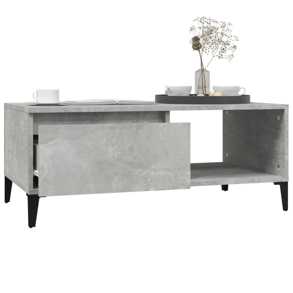 Table basse gris béton 90x50x36,5 cm en bois