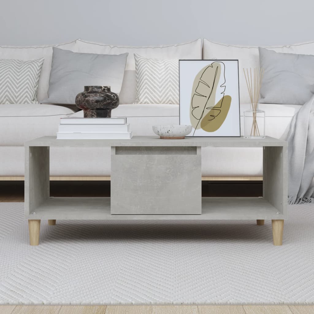 Table basse gris béton 90x50x36,5 cm en bois