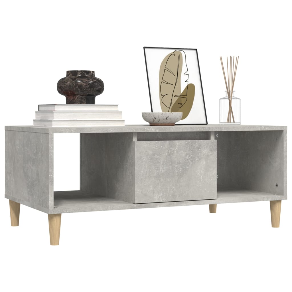 Table basse gris béton 90x50x36,5 cm en bois