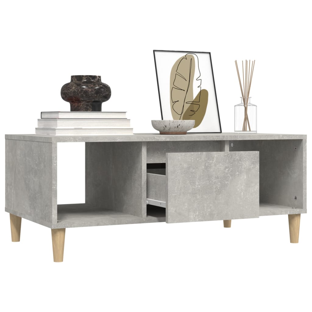 Table basse gris béton 90x50x36,5 cm en bois