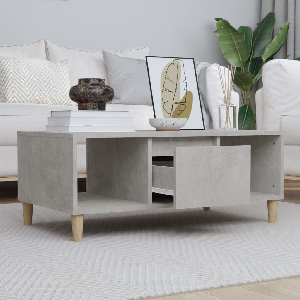 Table basse gris béton 90x50x36,5 cm en bois