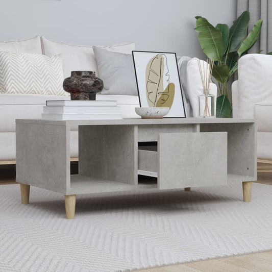 Table basse gris béton 90x50x36,5 cm en bois