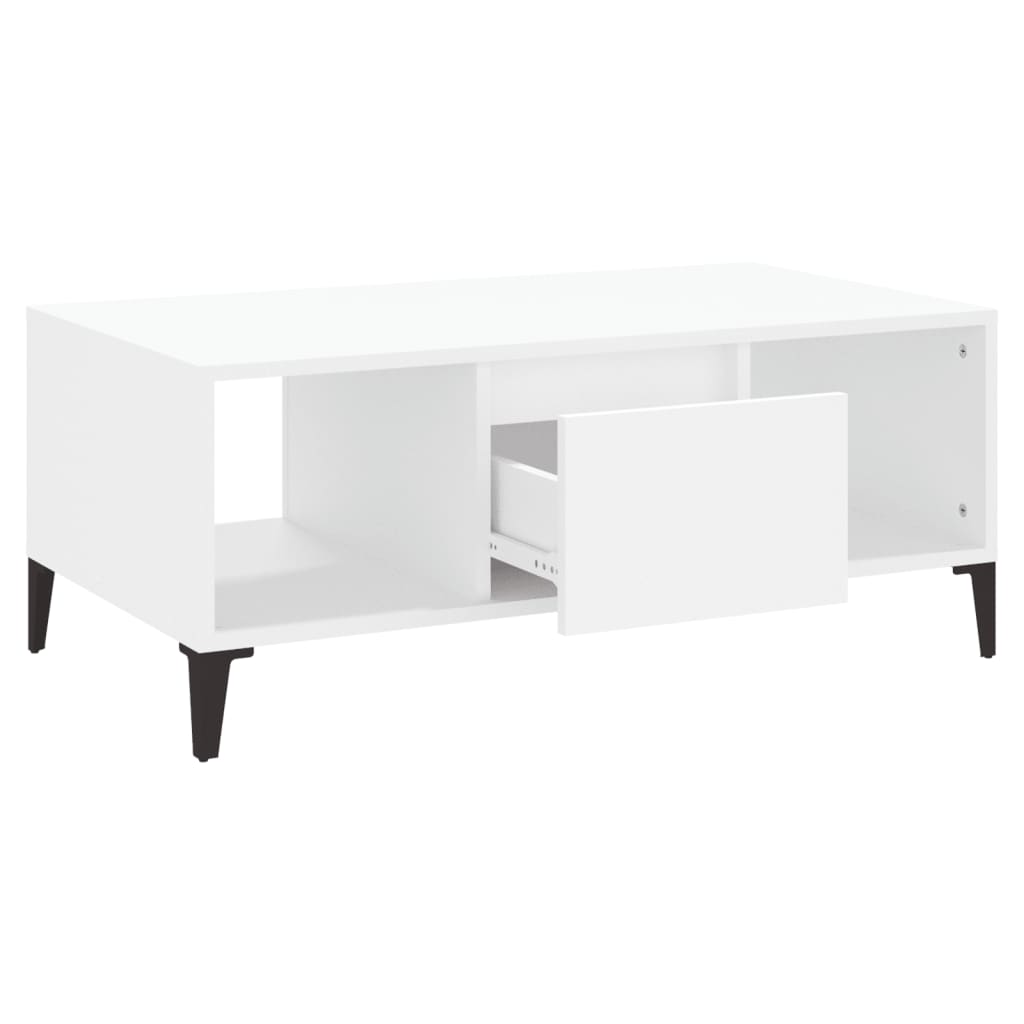 Table basse blanche 90x50x36,5 cm en bois