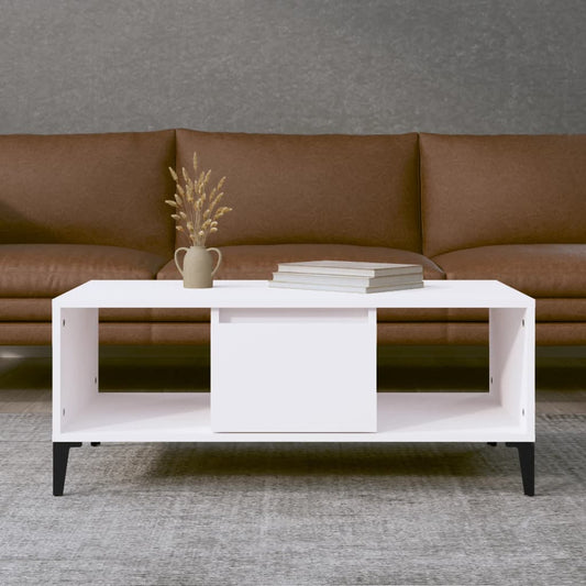 Table basse blanche 90x50x36,5 cm en bois
