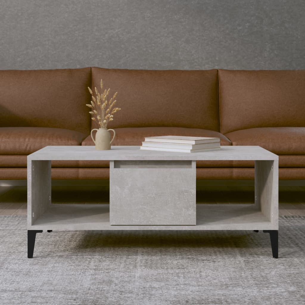 Table basse gris béton 90x50x36,5 cm en bois