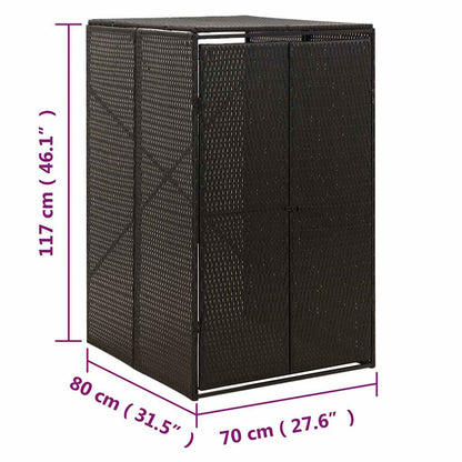 Mülltonnenbox für 1 Tonne Schwarz 70x80x117 cm Poly Rattan